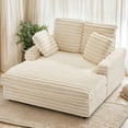 thumbnail image 2 of Oversized Chaise Lounge Chair Indoor, Upholstered Sofa Bed with Throw Pillows and Armrests, Sleeper Chair for Living Room, Bedroom, 2 of 8