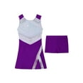 thumbnail image 3 of renvena Kids Girls Cheerleading Dance Outfit Sleeveless Shiny Sequins Dress with Shorts, 3 of 7