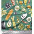 thumbnail image 1 of Soimoi Green Viscose Chiffon Fabric Mixed Vegetable Printed Fabric 1 Yard 42 Inch Wide, 1 of 3