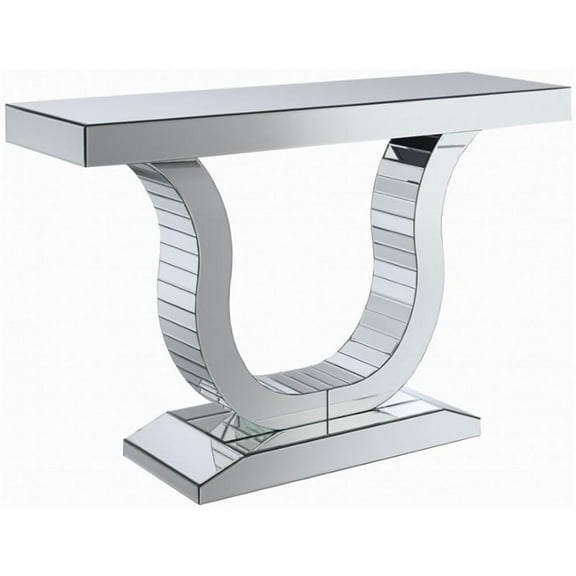 Coaster Contemporary Wood Console Table with U-shaped Base in Mirrored