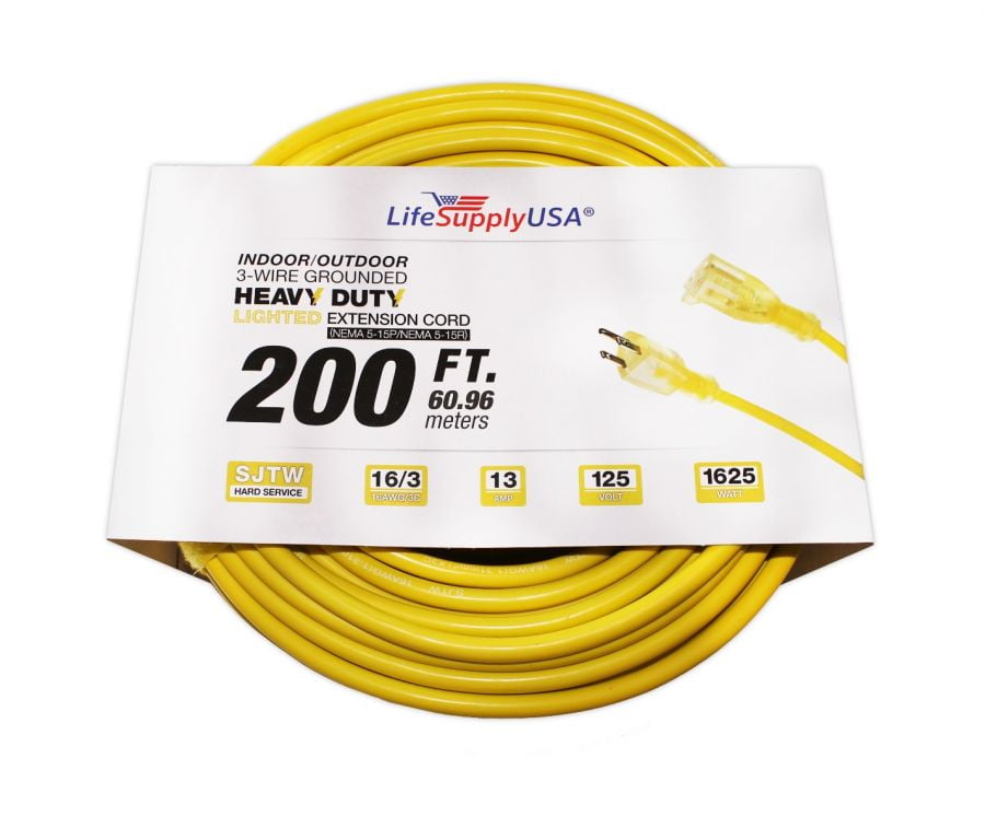 Extension cord heavy duty indoor outdoor-ul listed 16 gauge 13 amp 125v 1625watt 