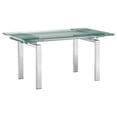 thumbnail image 1 of Casabianca Home FROSTY dining table in clear glass with polished stainless steel base.-Color:Chrome / Clear Glass,Size:Size, 1 of 5