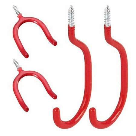 Wideskall® 4 Pieces Heavy Duty Multi Purpose Storage Hooks w/ Red PVC (Best Of Ren Hoek)