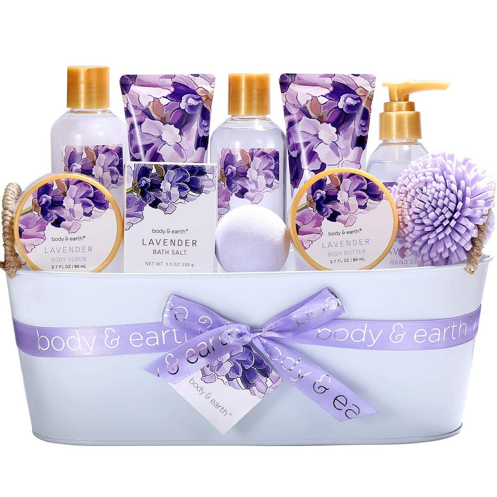 Bath Spa Gift Basket, 12 Pcs Body & Earth Lavender Bath Gift Set ,Holiday Gifts for Women