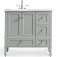 thumbnail image 3 of Simpli Chelsea 36" Quartz Faux Marble Top Vanity Left Offset in Smoke Gray, 3 of 9