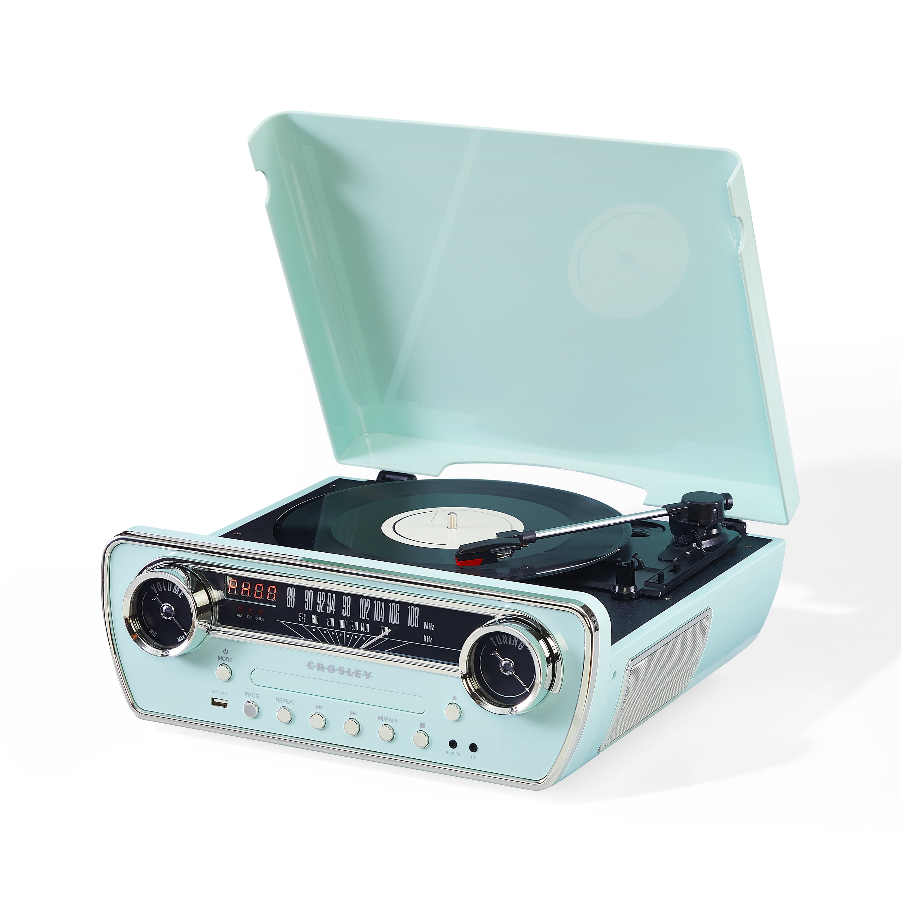Jensen JMC-1250 BT 3-Speed Turntable with Bluetooth, 3 CD Changer