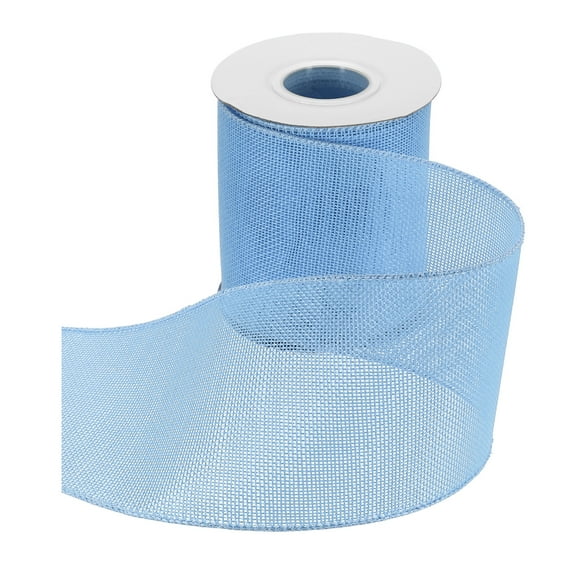 Uxcell Burlap Wired Ribbon 4" x 10 Yard Wired Edge Ribbon Woven Strap, Light Blue