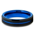 thumbnail image 2 of Blue Tungsten Wedding Band 6mm Tungsten Carbide Ring Black Tungsten Ring Men & Women Comfort Fit, 2 of 3