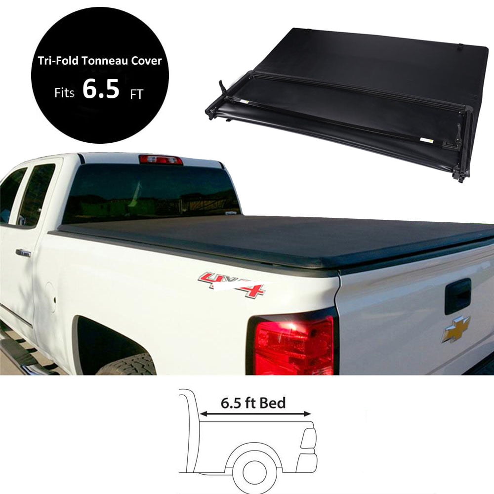 BEAMNOVA Black Soft TriFold Pickup Bed Tonneau Cover for 19882017
