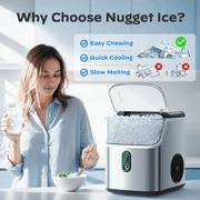 Philergo 35lbs/24H Nugget Ice Maker Countertops with LED Indicator, Portable Chewable Pebble Ice Machine with Self-Cleaning, Crushed Sonic Ice for Hmoe, Kitchen, RV, Stainless Steel