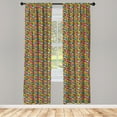 thumbnail image 3 of Ambesonne Vintage Curtains, Funky Geometric Style, Pair of 28"x84", Multicolor, 3 of 5
