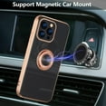 thumbnail image 4 of Electroplated Magnetic Ring Holder Case for iPhone 15 Pro, 360 Degree with Rotation Metal Anti-Drop Finger Ring Holder Magnet Car Holder Soft Slim Silicone Shockproof Cover - Black, 4 of 18