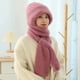 thumbnail image 5 of Guardurnaity Manténgase a la moda y abrigado con un gorro de punto de grano tejido único, bufanda, gorro de punto de invierno grueso de terciopelo Sombreros Amarillo arena, 5 of 6
