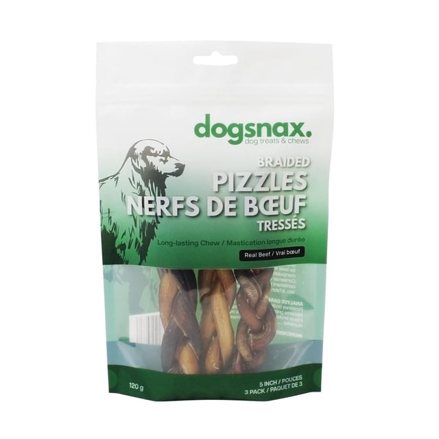 Dogsnax 5" Braided Pizzles , 5 Pack