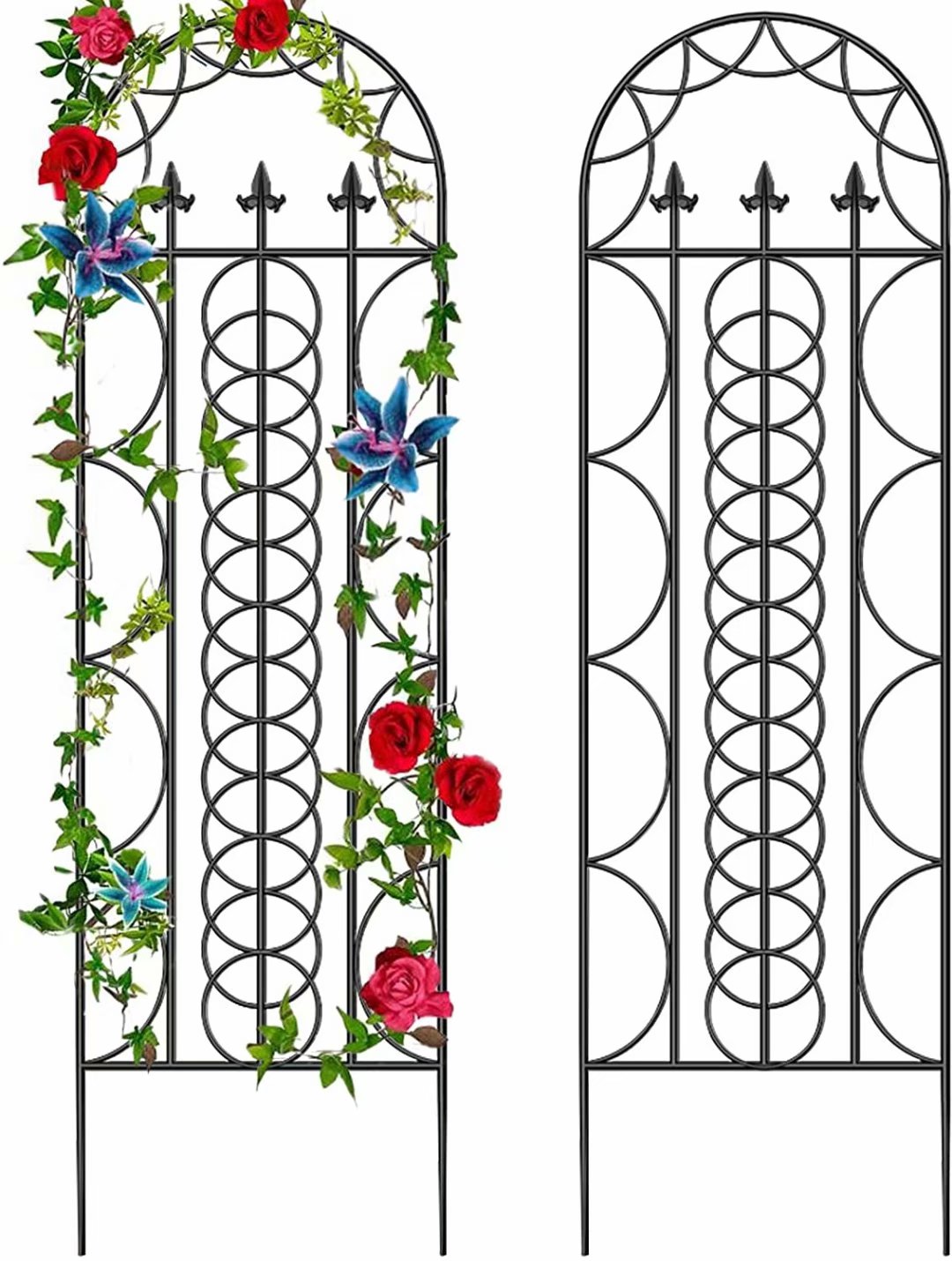 13 Rust Free Vine Plant Metal Support Wire with Black Coating Decorative Potted Plants Climbing Holder Rack for Garden Stem Stalks Vines Round 2 Pack Black Iron Garden Trellis for Climbing Plants