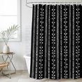 thumbnail image 2 of Small Stall Shower Curtain 36x72 Inch Narrow Half Size Vintage Minimalist Bath Curtains Bathroom Decor, Rustic Simpe Floral Vertical Stripes Black Waterproof Shower Curtain Set with Hooks 36 Inch, 2 of 7