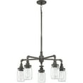 thumbnail image 3 of Quoizel SQR5005RK Squire 26" 5-Light Clear Glass Chandelier in Rustic Black, 3 of 4