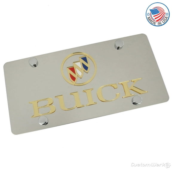 Buick Dual Logo License Plate (Gold on Chrome)