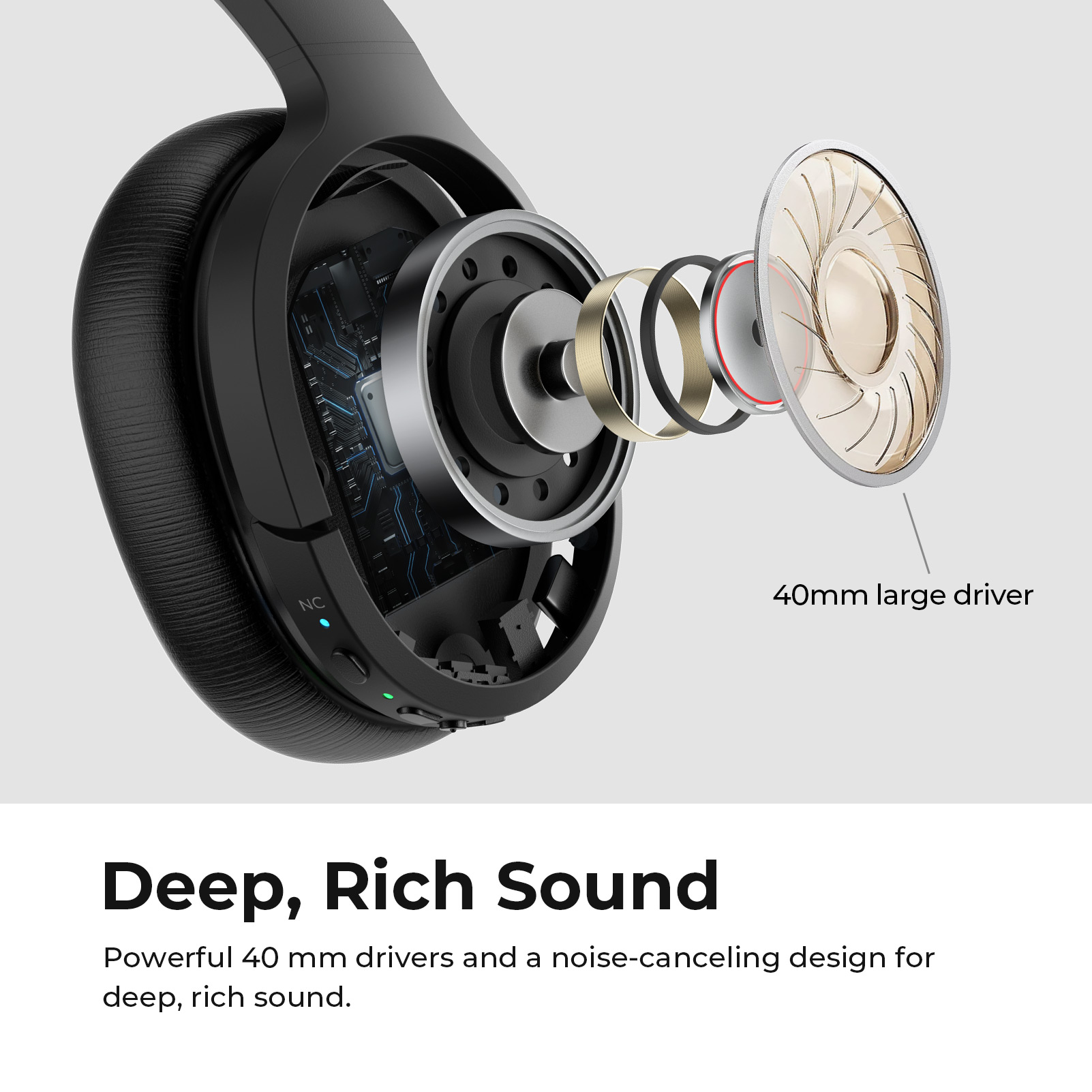 COWIN Active Noise Cancelling Bluetooth Headphones, Black photo 7