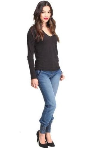 elastic ankle jeans women's