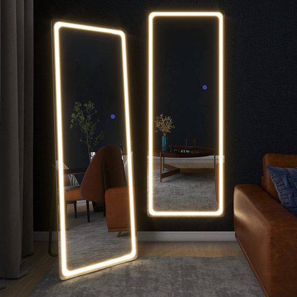 PexFix Full Length Mirror with LED Lights, 63" x 20" LED Free Standing