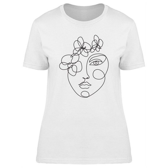 Woman Face With Orchid Flower T-Shirt Women -Image by Shutterstock, Female Large