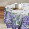 thumbnail image 1 of Lavender Flowers Round Tablecloth Purple Floral Hydrangea Wrinkle Resistant Washable Polyester Table Cover 60 Inch Spring Seasonal Tabletop for Home Kitchen Dining Picnic, 1 of 6