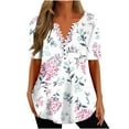 thumbnail image 2 of Pntutb Women's Print Button Short Sleeved Round Neck T-Shirt top, 2 of 4