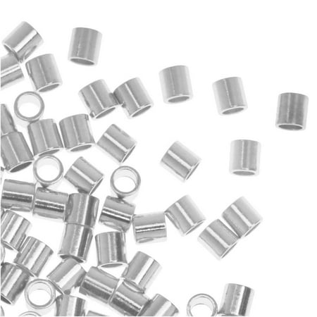 Metal Crimp Tube - Crimp Beads, Tube 2x2mm, 100 Pieces, Silver Plated