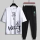 thumbnail image 3 of Conjuntos de pantalones para correr, chándal estampado, ropa para hombre, camiseta blanca, camiseta con alfabeto para hombre, trajes deportivos de algodón, manga corta, baratos, 3 of 5