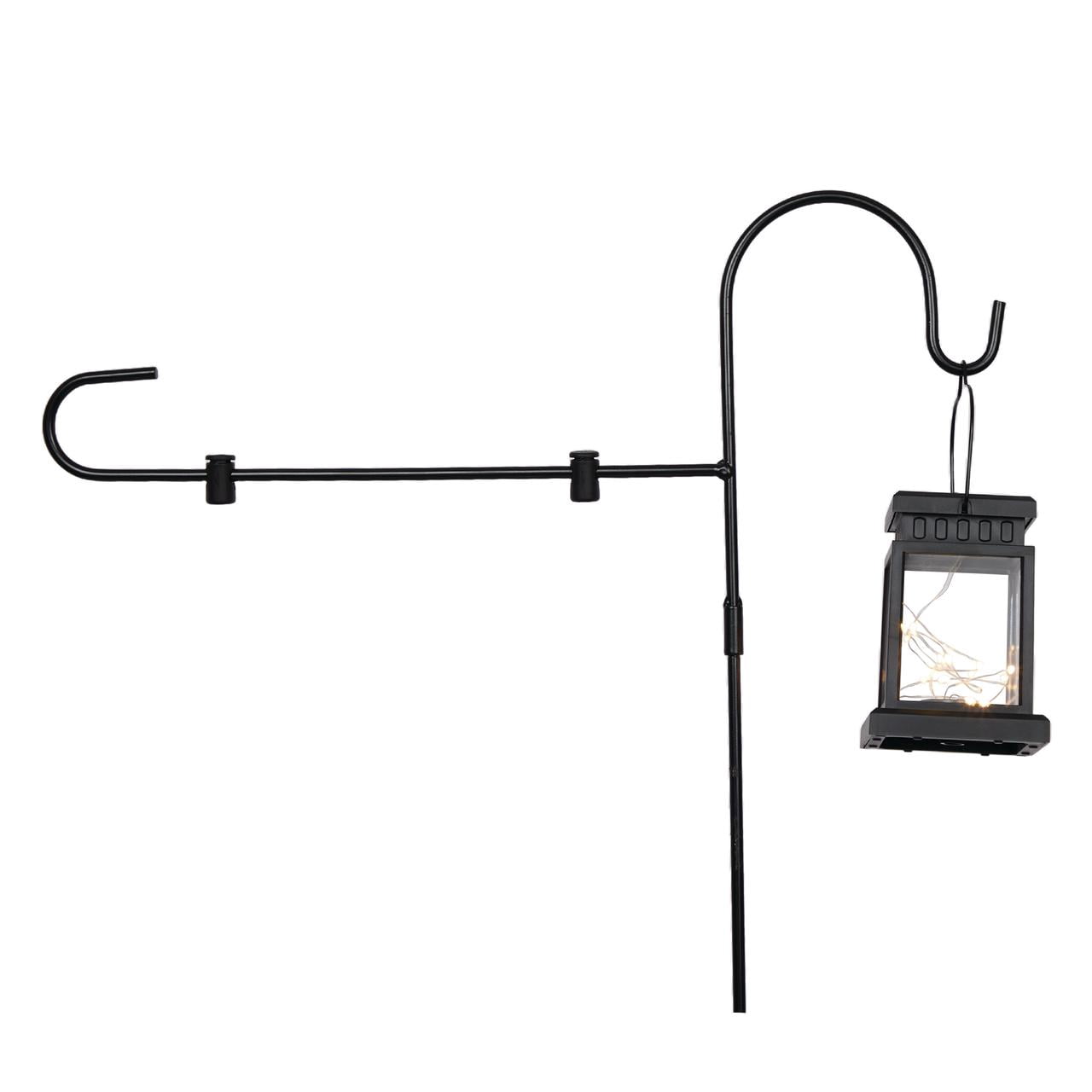 Solar Lighted Lantern Garden Flag Holder Stake
