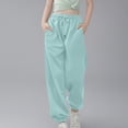thumbnail image 2 of kpoplk Girls' Sweatpants Soft Athletic Lounge Joggers Kids High Waist Casual Trousers Pants(Blue,11-12 Y), 2 of 5