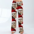 thumbnail image 5 of Hearthz Christmas Womens Pajamas Pants Winter Wide Leg Pajama Bottoms Women Fall Drawstring Woman Lounge Pants, 5 of 7