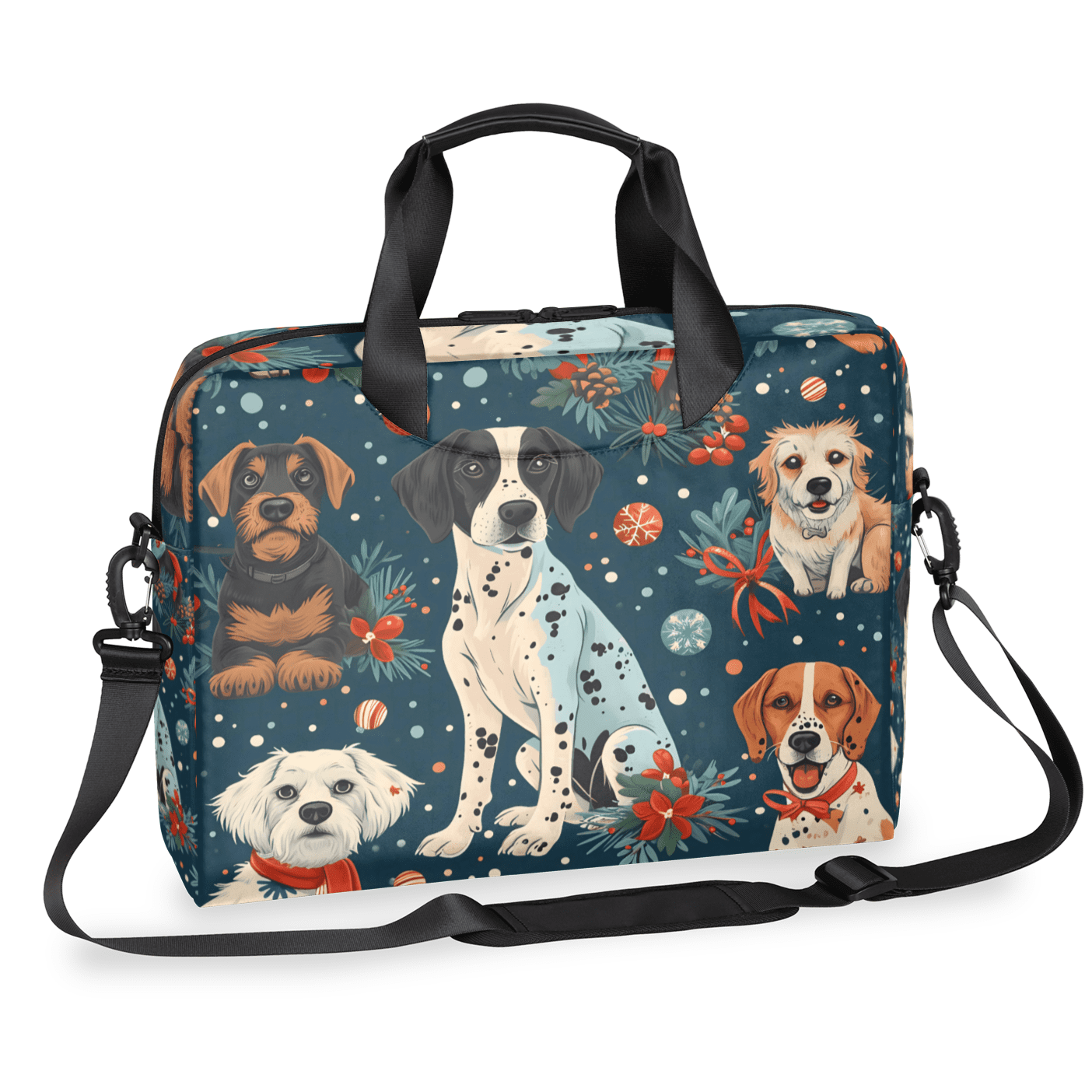 Herdesigns Funny Dog Christmas Laptop Bag for Women Men, Computer Case Briefcase Messenger Bags, 15-15.6 inch Laptop Sleeve Shoulder Bag