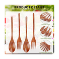 thumbnail image 5 of 8Pcs Wooden Spoons Forks Set, Japanese Style Wooden Utensil Set, Handmade Kitchen Spoon, Reusable Travel, 5 of 9