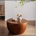 thumbnail image 4 of 31.50"Vintage Style Bucket Shaped Coffee Table with storage function, for Office, Dining Room and Living Room, Brown, 4 of 16