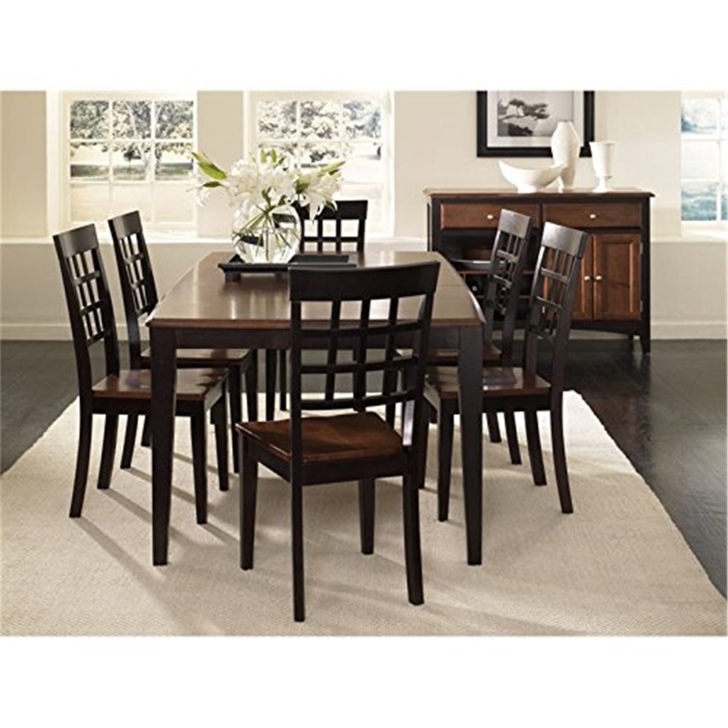 Bristol Point Dining Set (Table/6/SVR)FinishOak/Espresso,Quantity8 Pieces