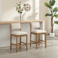 thumbnail image 4 of Guyou Counter Height Bar Stool Set of 2, Linen Upholstered Kitchen Island Chairs, Modern Farmhouse Wooden Bar Stools for Dining Room Kitchen, Beige, 4 of 11