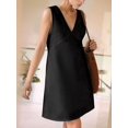 thumbnail image 4 of Women'S Summer Sleeveless Mini Dress Cotton Linen V Neck Cinched A Line Slim Tank Short Dress, 4 of 7
