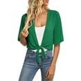 thumbnail image 3 of Lumtrix Womens Shrugs For Summer Cropped Cardigan Short Sleeve Open Front Sheer Shawl Cardigans Lightweight Chiffon Bolero Dark Green M, 3 of 7