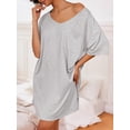 thumbnail image 3 of SWQZVT Womens Sleep Shirts V Neck Nightgown Oversized T Shirt Nightshirt Short Sleeve Cotton Sleepwear Lounge Dress, 3 of 8
