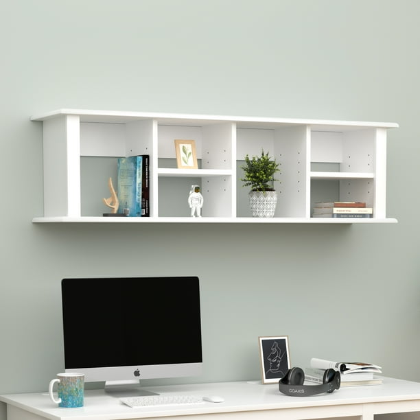 Prepac Home Office Wall Mounted Desk Hutch, White