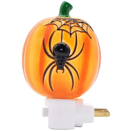

Pumpkin Spider Plug in Night Light with 360 Degree Swivel Plug Halloween Decoration