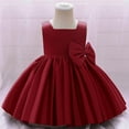 thumbnail image 2 of Summer Savings! TAGOLD Toddler Girls Satin Embroidery Rhinestone Bowknot Birthday Party Gown Long Dresses Red 24Months, 2 of 6
