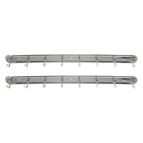Unique Bargains 2 Pack 19" Long Silver Tone Metal 8 Hooks Towel Hat Rack Wall Hanger