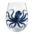 thumbnail image 2 of Artisanal Octopus Glassware, 2D Octopuses Stemless Wine Glasses, Handcrafted Marine Animal Bar Glass for Coastal Home Decor Ocean Lovers, 2 of 7