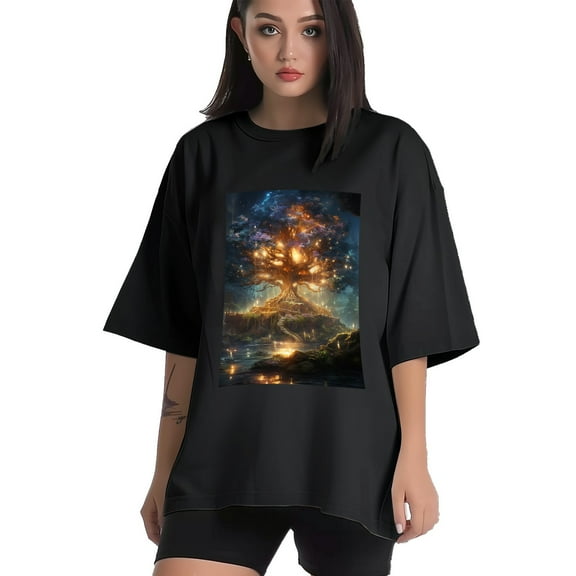 Plus Size Shirt for Women Black Tops for Women Short Sleeves Shirt for Women Tree2 T Shirt Crewneck Shirt for Women XS