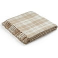 thumbnail image 5 of Americanflat 50x60 Throw Blanket, 100% Cotton with Fringe, Ecru Camel Plaid, all seasons blanket, 5 of 5