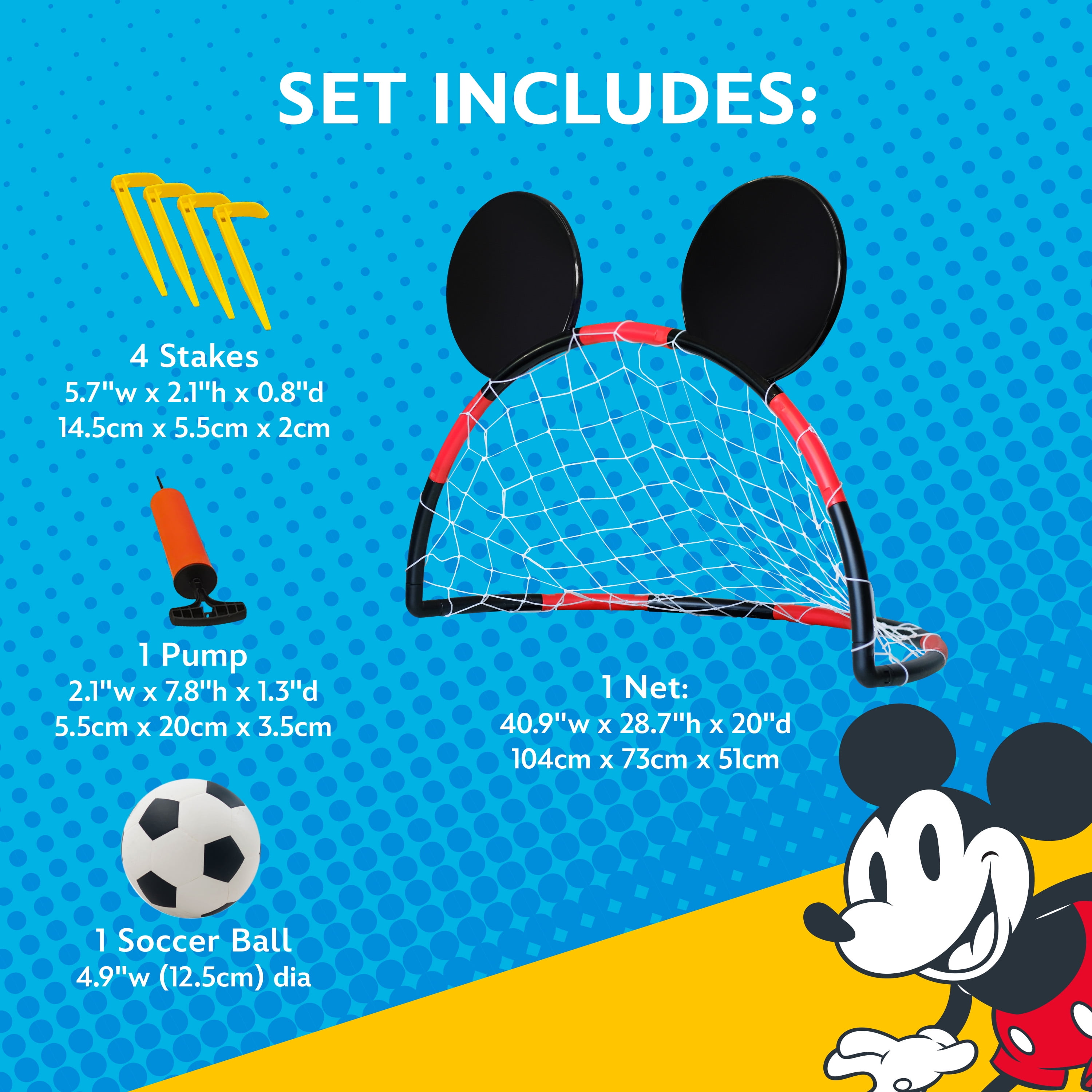 Disney Mickey Mouse Soccer Net with Ball & Pump, Multicolor, Kids