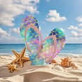 thumbnail image 4 of POLERO Girls' Sandals - Open Toe Slip On Summer Holiday Shiny Mermaid Galaxy Print Boys Thong Flip Flops with Soft Strap and Cushioned Sole Size 3, 4 of 7